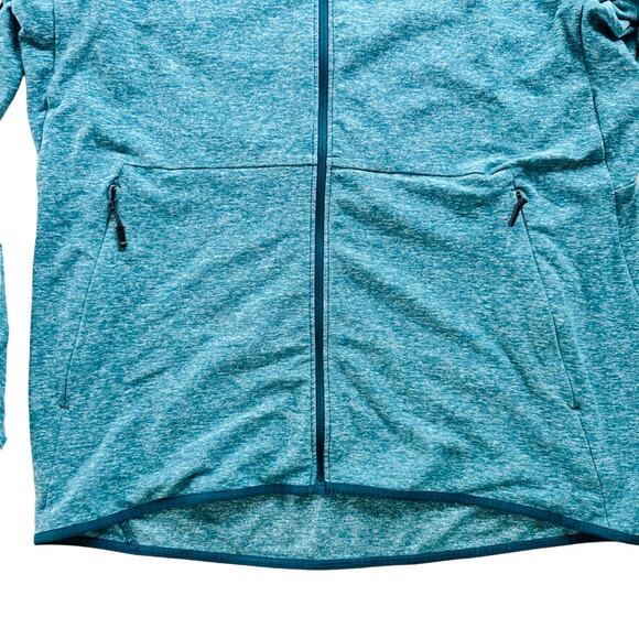 Lululemon Surge Warm Full Zip Heathered Laguna Size Medium Green Blue Rulu Hood - Picture 4 of 9